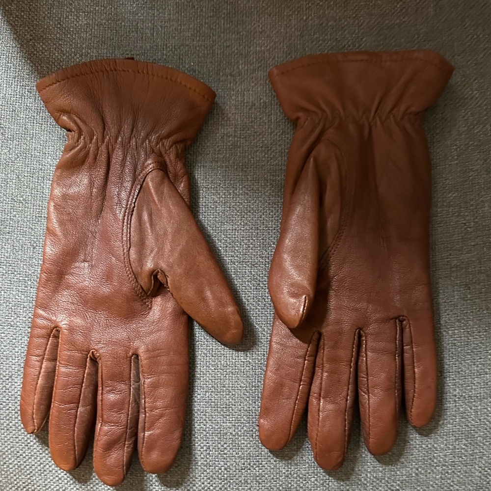 Ladies Brown Leather Gloves Size L Thinsulate lined